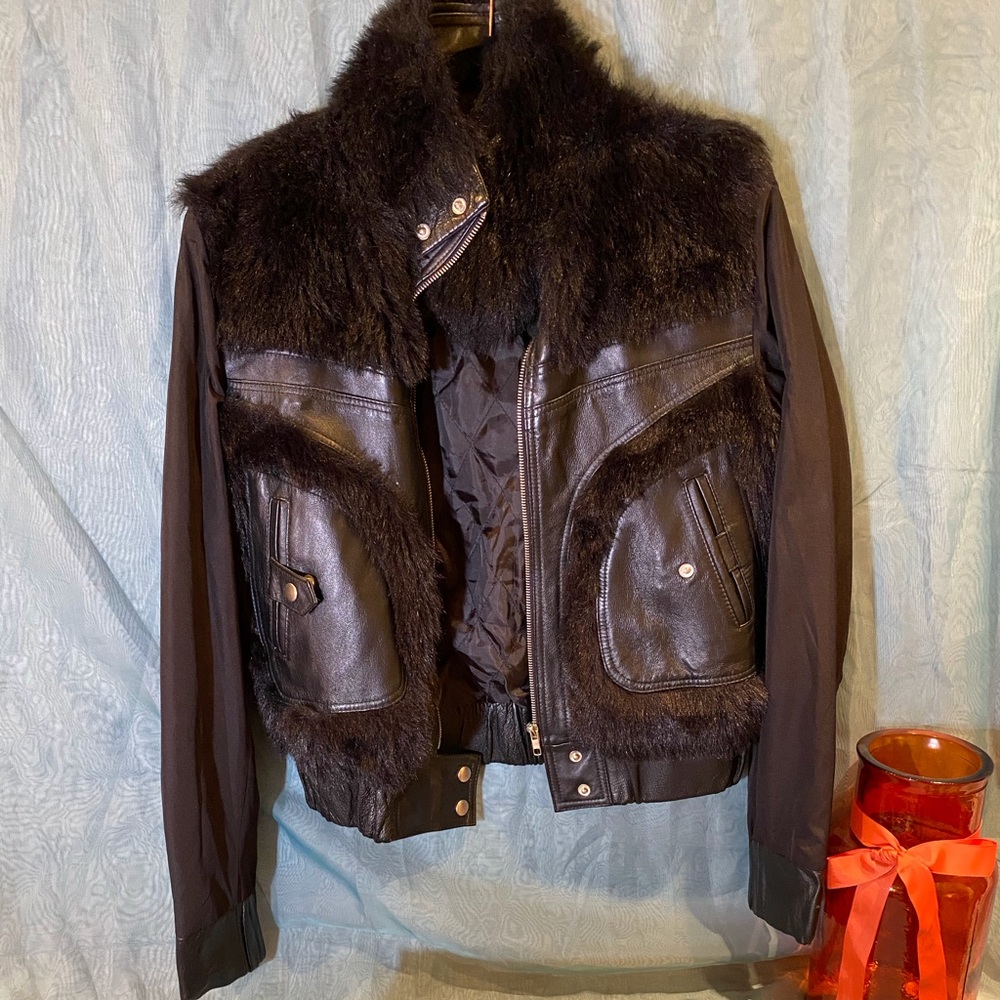 Faux Fur and Genuine Leather Jacket